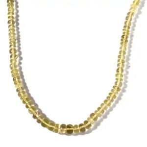 Lemon Quartz Beaded Necklace 20" Sterling Silver